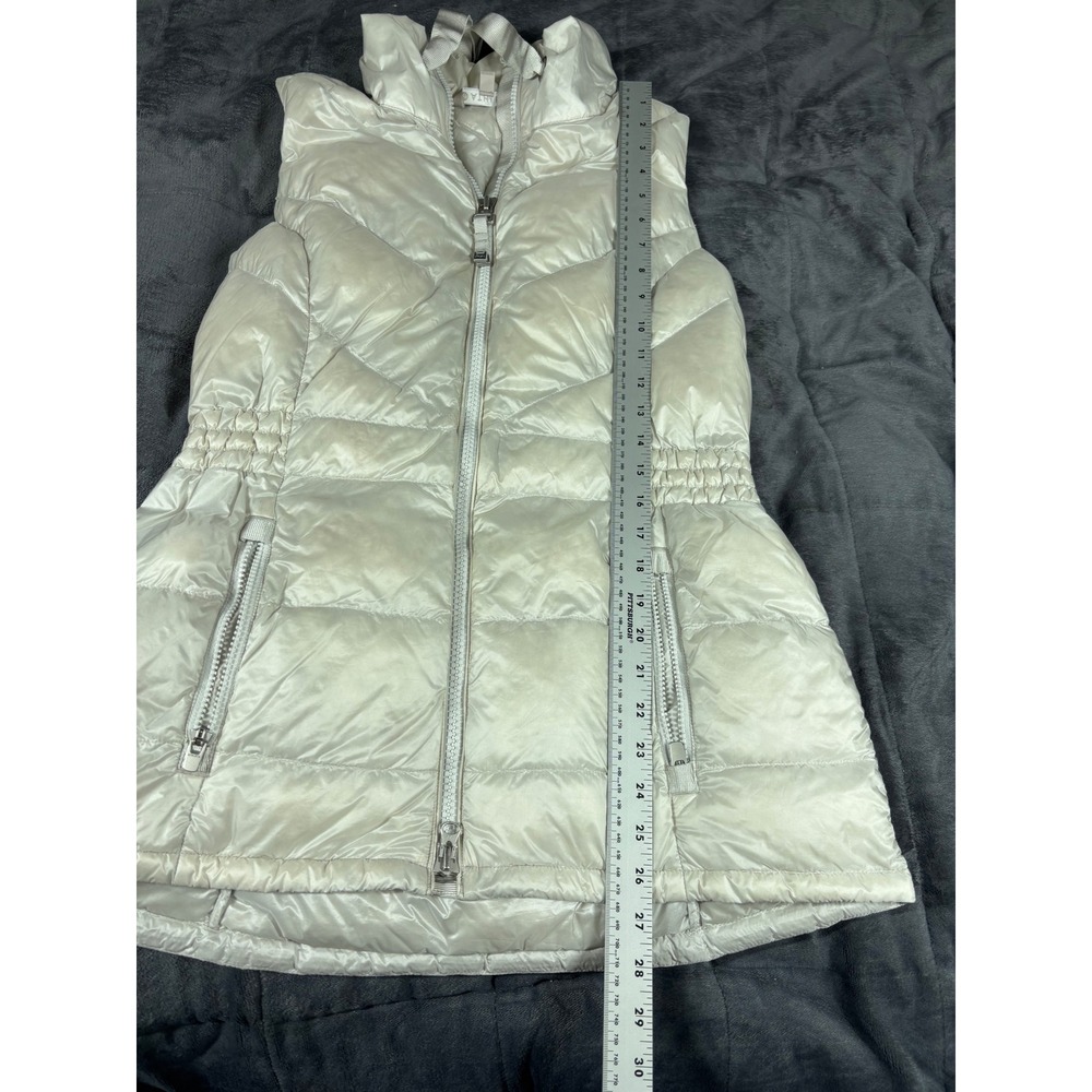 Athleta Womens Pearl White Quilted Puffer Vest Cinched Waist Full Zip Medium - Picture 5 of 8